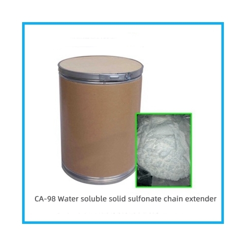 Water soluble solid sulfonate chain extender