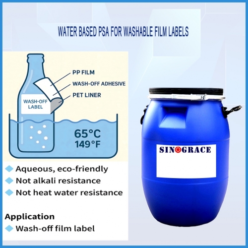Water based PSA for washable film labels