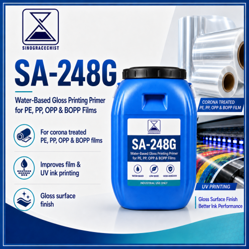 Water based gloss primer for nonpolar films
