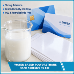 Water based polyurethane card adhesive